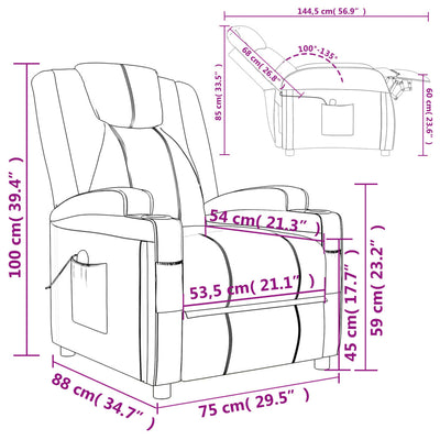 Massage Reclining Chair Cream White Faux Leather Payday Deals