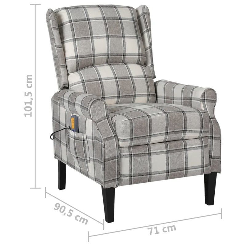 Massage Reclining Chair Grey Fabric Payday Deals