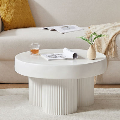 Maya Ribbed White Coffee Table Payday Deals