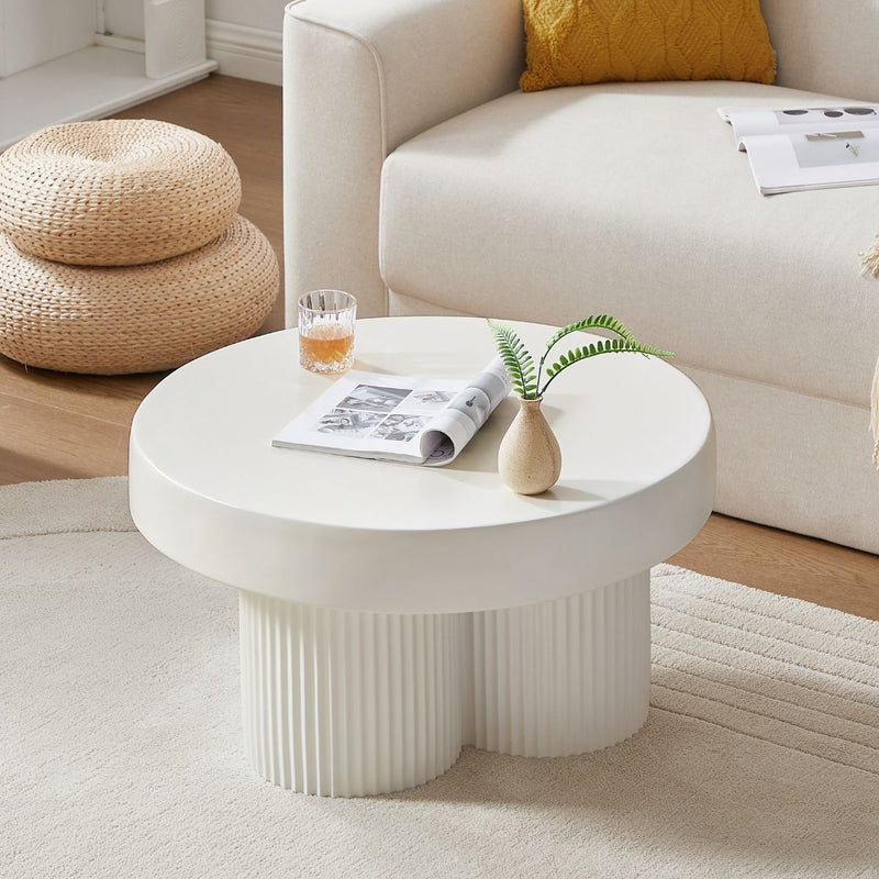 Maya Ribbed White Coffee Table Payday Deals