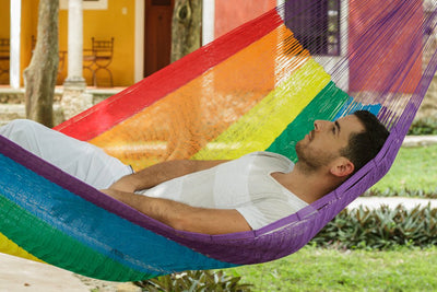 Mayan Legacy King Plus Size Nylon Mexican Hammock in Rainbow Colour Payday Deals