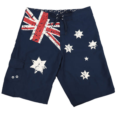 Men's Adult Board Shorts Australian Flag Australia Day Souvenir Navy Beach Wear, Navy, S