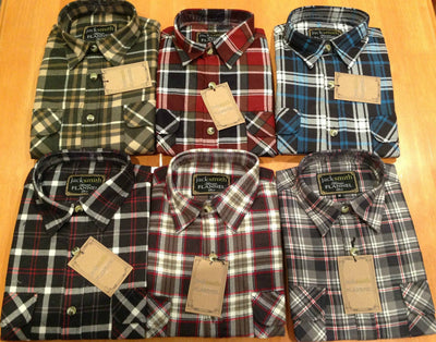 Mens FLANNELETTE SHIRT Check 100% COTTON Flannel Vintage Long Sleeve - 182 (Full Placket) - S Payday Deals