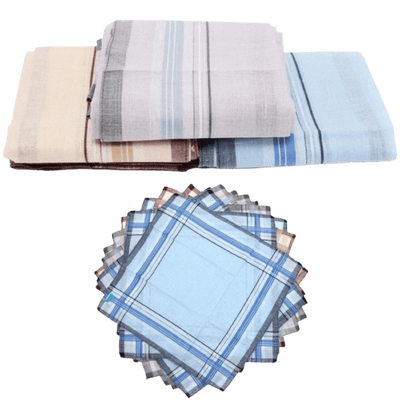 Mens HANDKERCHIEFS 100% Cotton Pocket Square Hanky Handkerchief 35x35cm - 4 Hankies