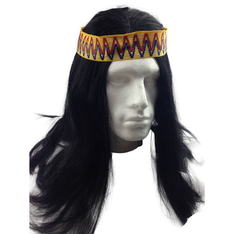 Mens INDIAN WIG Native American Fancy Dress Party Costume Hair Headdress Payday Deals