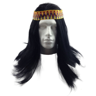 Mens INDIAN WIG Native American Fancy Dress Party Costume Hair Headdress Payday Deals