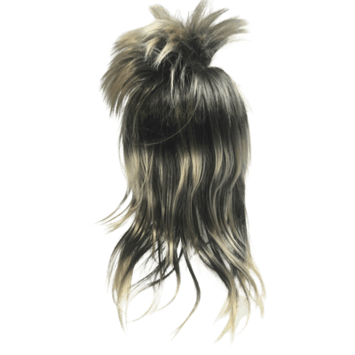 Mens Long SPIKY Wig Rock Punk 80s Fancy Dress Costume Bogan Mullet Spikey - Black/Blonde Payday Deals