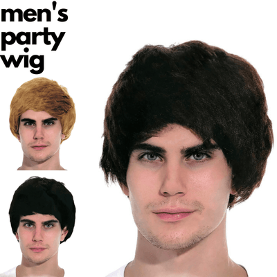 Mens Party Wig Costume Party Dress Up Fancy Classic Style - Black Payday Deals