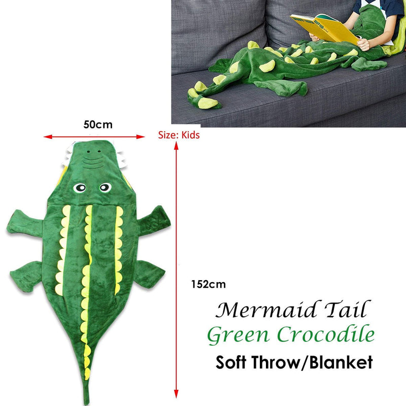 Mermaid Tail Crocodile Green Soft Blanket Throw Payday Deals