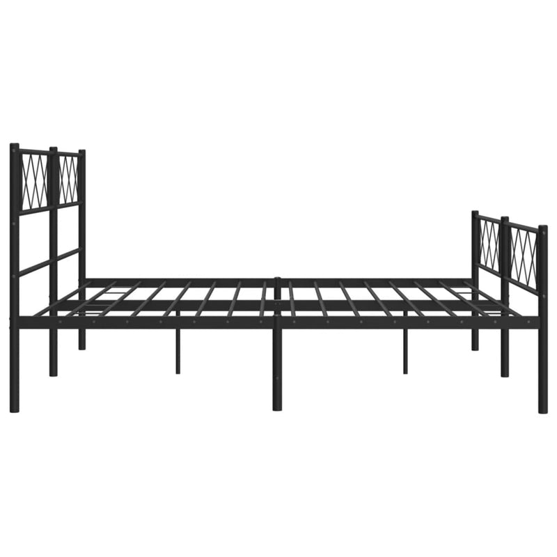 Metal Bed Frame with Headboard and Footboard Black 183x203 cm King Size Payday Deals