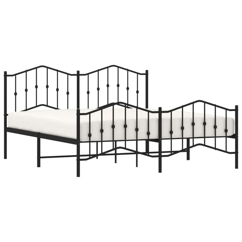 Metal Bed Frame with Headboard and Footboard Black 183x203 cm King Size Payday Deals