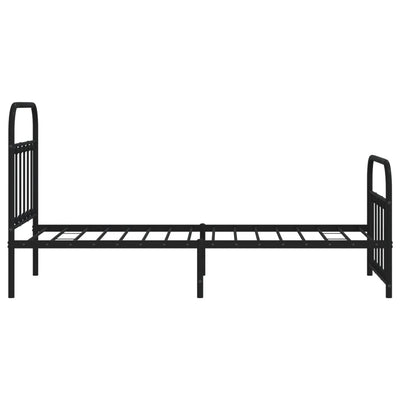 Metal Bed Frame with Headboard and Footboard Black 92x187 cm Single Size Payday Deals