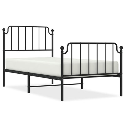 Metal Bed Frame with Headboard and Footboard Black 92x187 cm Single Size Payday Deals