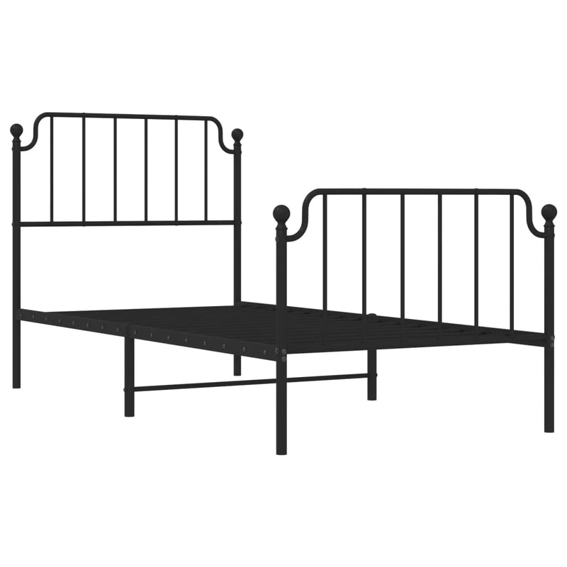 Metal Bed Frame with Headboard and Footboard Black 92x187 cm Single Size Payday Deals