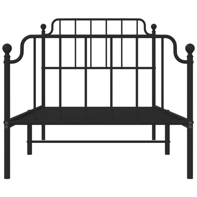 Metal Bed Frame with Headboard and Footboard Black 92x187 cm Single Size Payday Deals