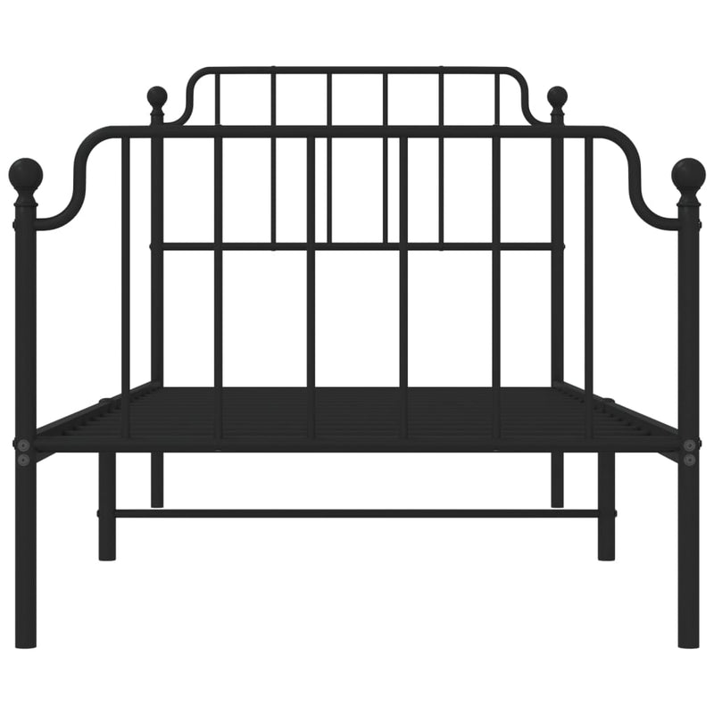 Metal Bed Frame with Headboard and Footboard Black 92x187 cm Single Size Payday Deals