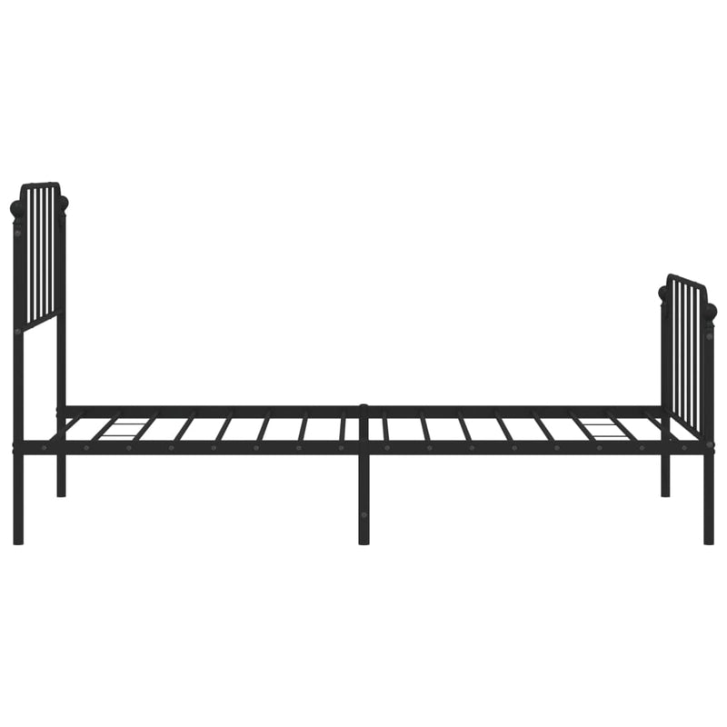 Metal Bed Frame with Headboard and Footboard Black 92x187 cm Single Size Payday Deals