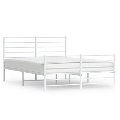 Metal Bed Frame with Headboard and Footboard White 137x187 cm Double Payday Deals