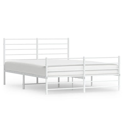 Metal Bed Frame with Headboard and Footboard White 153x203 cm Queen Payday Deals