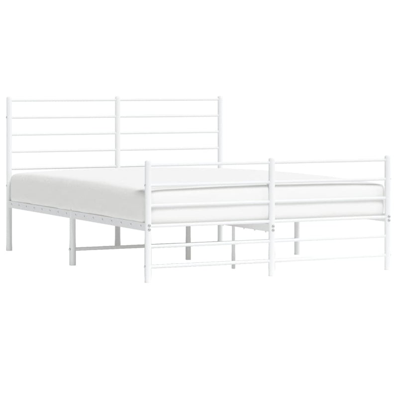 Metal Bed Frame with Headboard and Footboard White 153x203 cm Queen Payday Deals