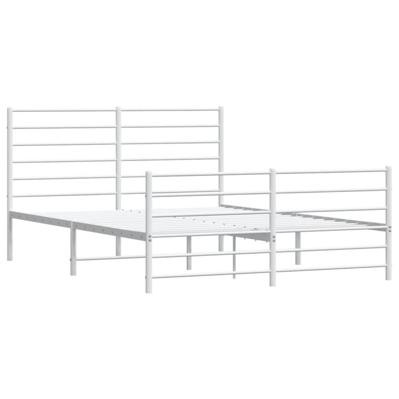 Metal Bed Frame with Headboard and Footboard White 153x203 cm Queen Payday Deals