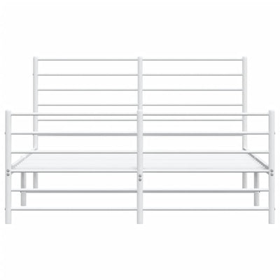 Metal Bed Frame with Headboard and Footboard White 153x203 cm Queen Payday Deals