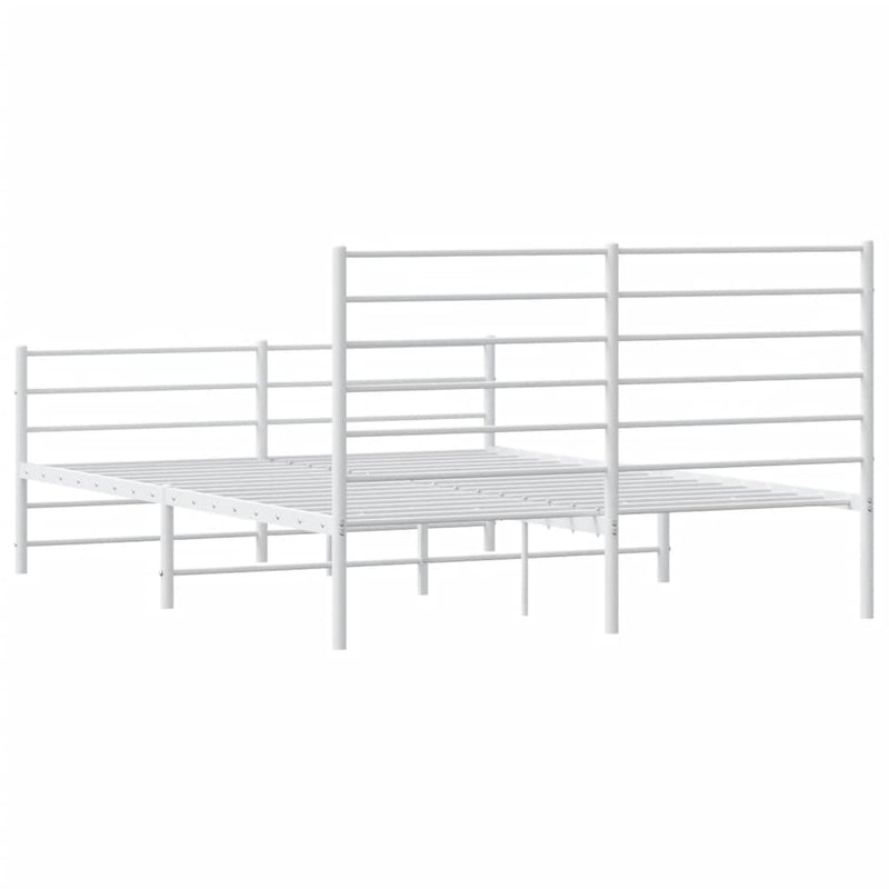 Metal Bed Frame with Headboard and Footboard White 153x203 cm Queen Payday Deals