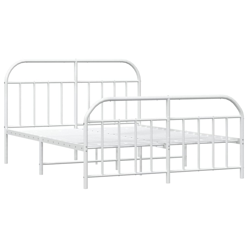 Metal Bed Frame with Headboard and Footboard White 183x203 cm King Payday Deals