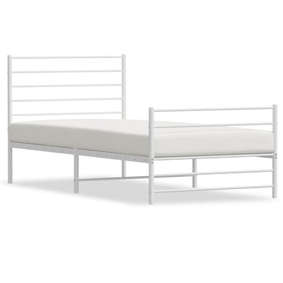 Metal Bed Frame with Headboard and Footboard White 92x187 cm Single Payday Deals