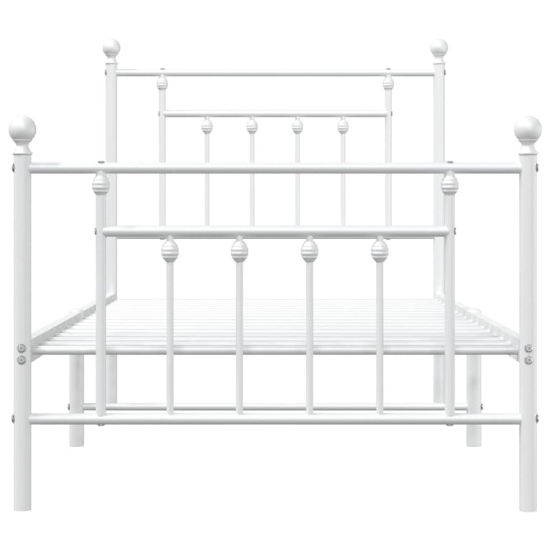 Metal Bed Frame with Headboard and Footboard White 92x187 cm Single Size Payday Deals