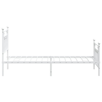 Metal Bed Frame with Headboard and Footboard White 92x187 cm Single Size Payday Deals