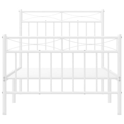 Metal Bed Frame with Headboard and Footboard White 92x187 cm Single Size Payday Deals