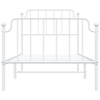 Metal Bed Frame with Headboard and Footboard White 92x187 cm Single Size Payday Deals