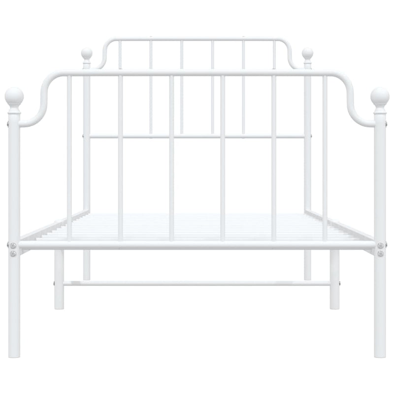 Metal Bed Frame with Headboard and Footboard White 92x187 cm Single Size Payday Deals