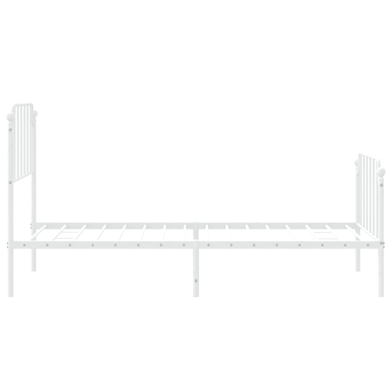 Metal Bed Frame with Headboard and Footboard White 92x187 cm Single Size Payday Deals