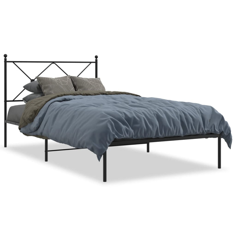 Metal Bed Frame with Headboard Black 106x203 cm King Single Size Payday Deals