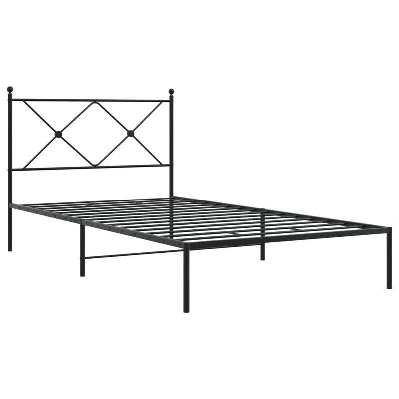 Metal Bed Frame with Headboard Black 106x203 cm King Single Size Payday Deals