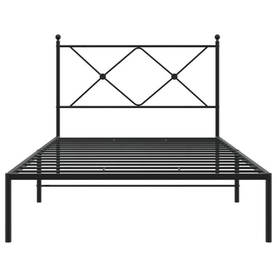 Metal Bed Frame with Headboard Black 106x203 cm King Single Size Payday Deals