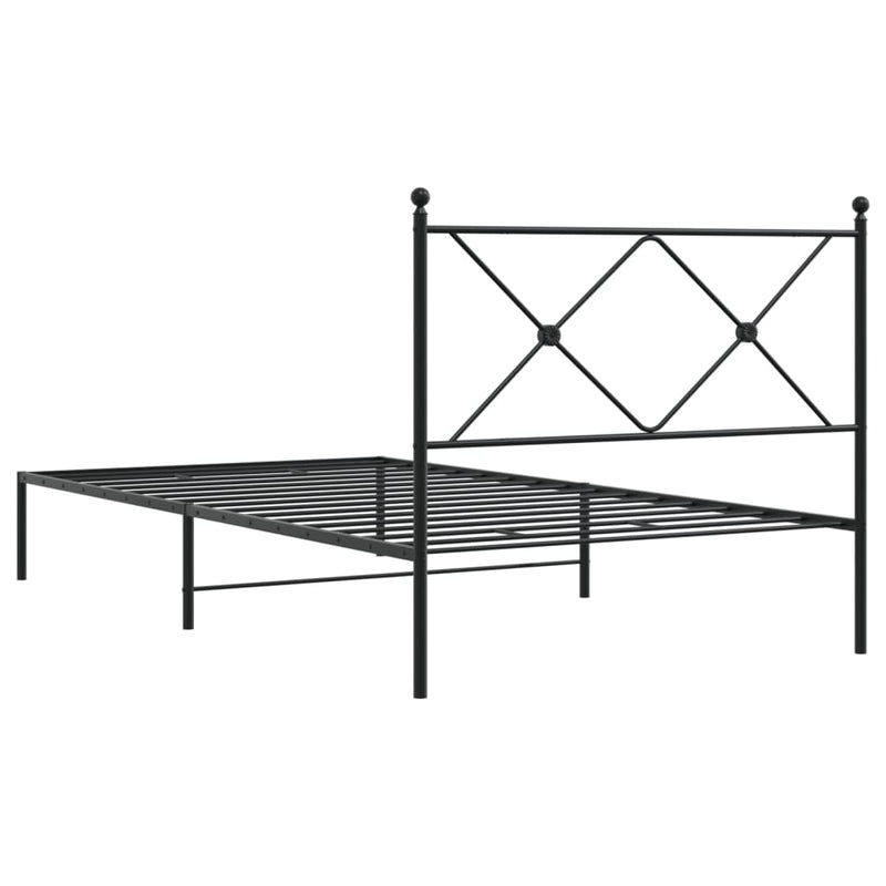 Metal Bed Frame with Headboard Black 106x203 cm King Single Size Payday Deals