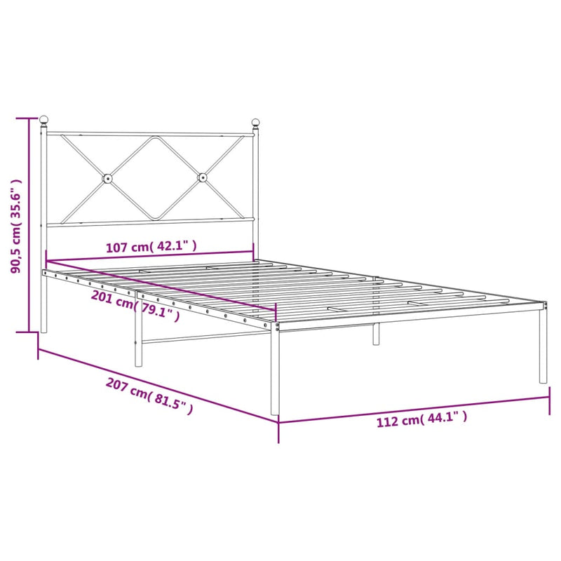 Metal Bed Frame with Headboard Black 106x203 cm King Single Size Payday Deals