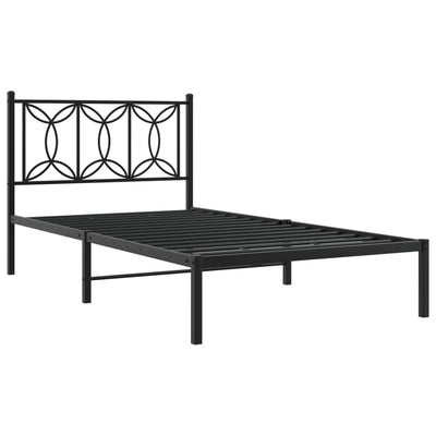 Metal Bed Frame with Headboard Black 106x203 cm King Single Size Payday Deals