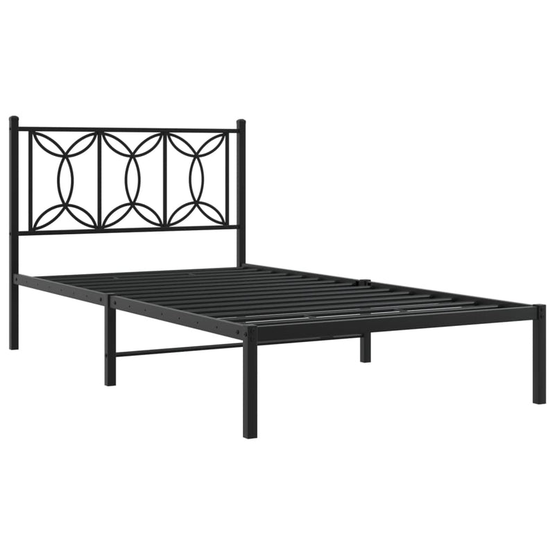 Metal Bed Frame with Headboard Black 106x203 cm King Single Size Payday Deals