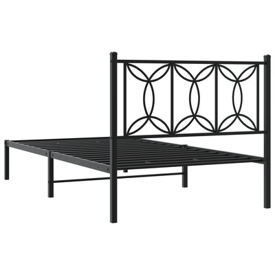 Metal Bed Frame with Headboard Black 106x203 cm King Single Size Payday Deals