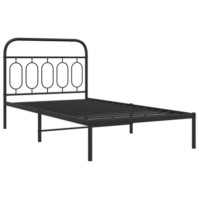 Metal Bed Frame with Headboard Black 106x203 cm King Single Size Payday Deals