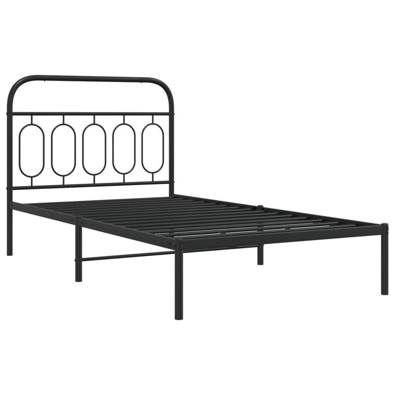 Metal Bed Frame with Headboard Black 106x203 cm King Single Size Payday Deals