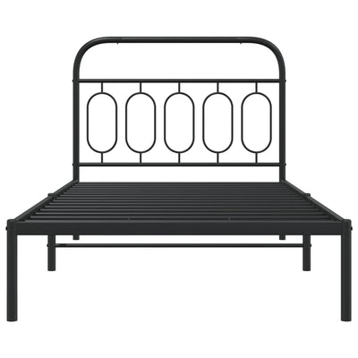 Metal Bed Frame with Headboard Black 106x203 cm King Single Size Payday Deals