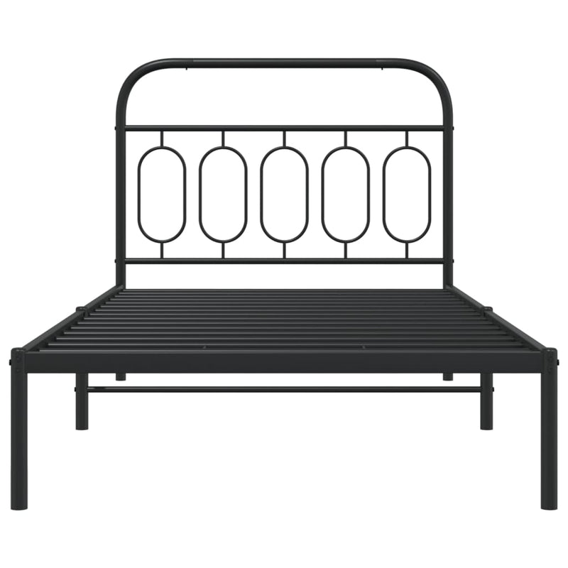 Metal Bed Frame with Headboard Black 106x203 cm King Single Size Payday Deals