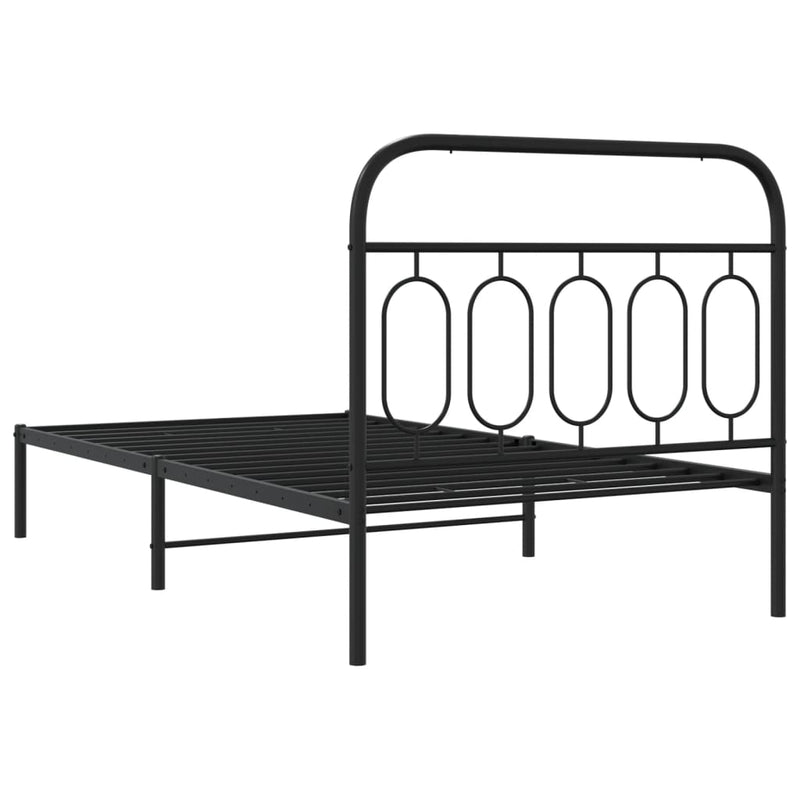 Metal Bed Frame with Headboard Black 106x203 cm King Single Size Payday Deals