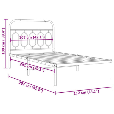 Metal Bed Frame with Headboard Black 106x203 cm King Single Size Payday Deals