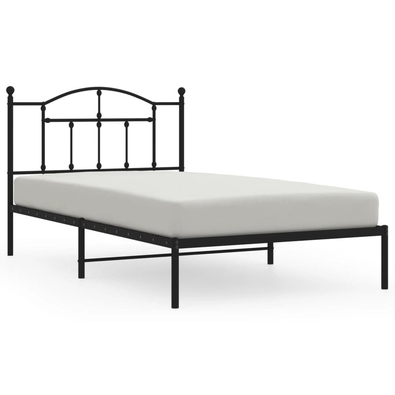 Metal Bed Frame with Headboard Black 107x203 cm King Single Payday Deals